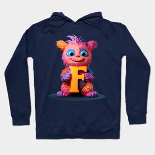 Cute Monster for Kids Alphabet Letter F Funny Back to School Hoodie